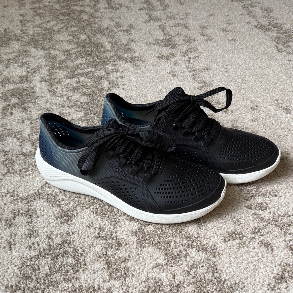 CROCS Black and Blue Athletic Shoes